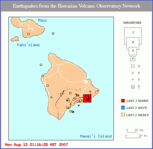 scale map of hawaiian islands. Hawaii Earthquake